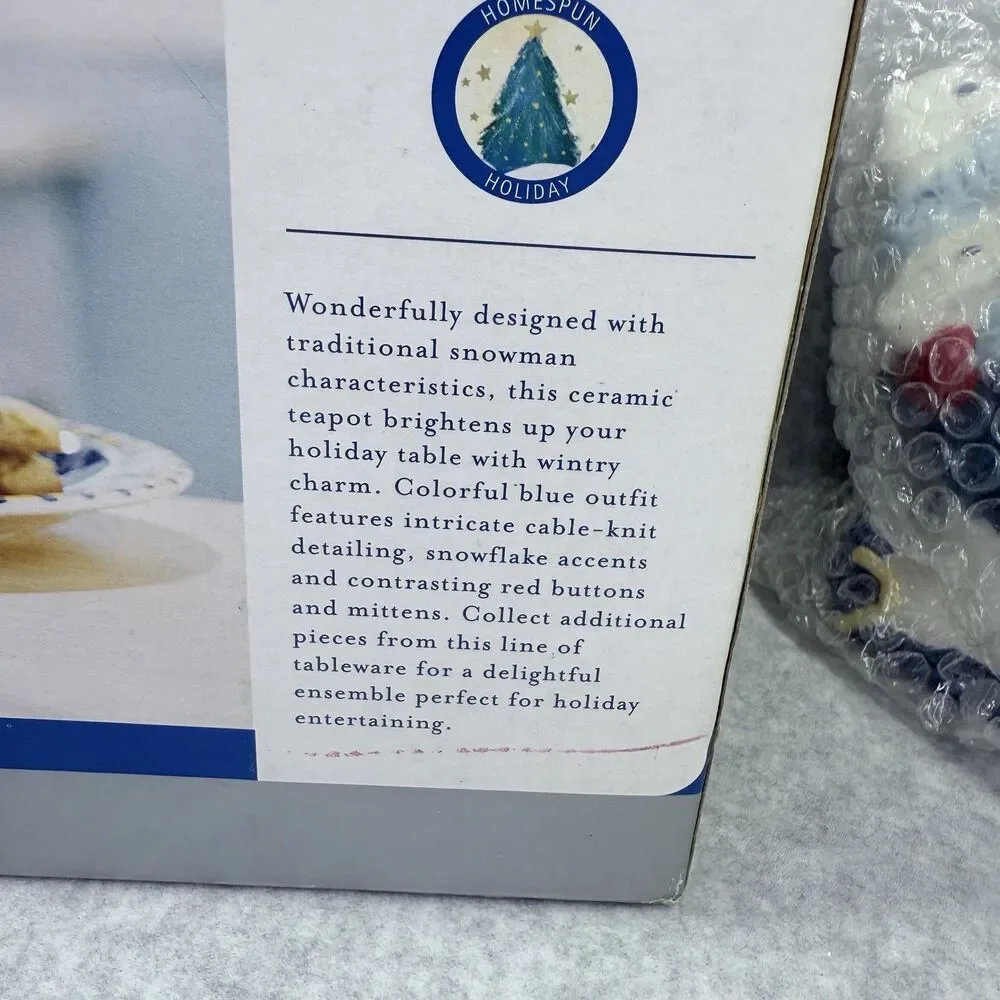 Homespun Holiday Collection Blue Snowman Four Cup Teapot Christmas Holidays - Picture 13 of 14